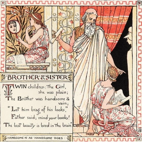 Posterazzi DPI1855449 Brother & Sister From The Book Babys Own Aesop by Walter Crane Published C1920 Poster Print, 14 x 14