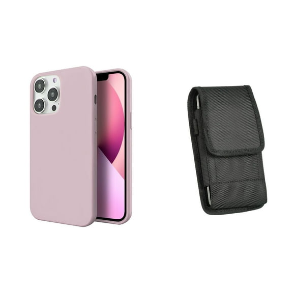Slim Silicone Case and Belt Holster Pouch for iPhone 14 Pro - Pink