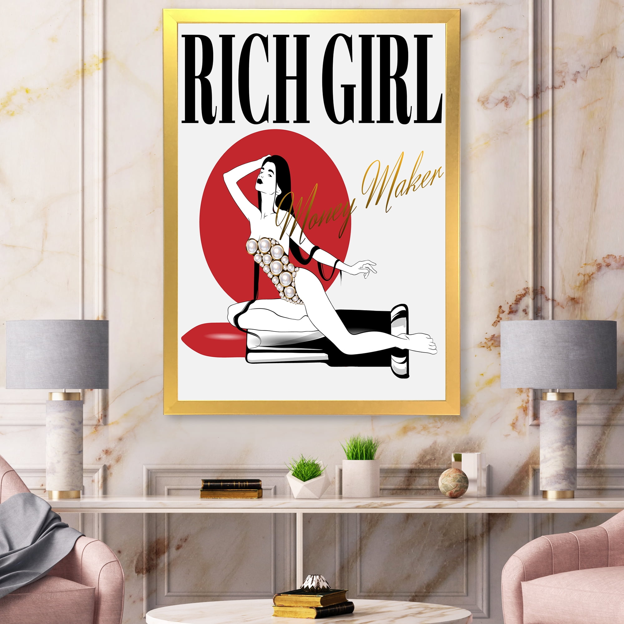 Designart 'Woman In Swimsuit With Pomade' Vintage Framed Art Print