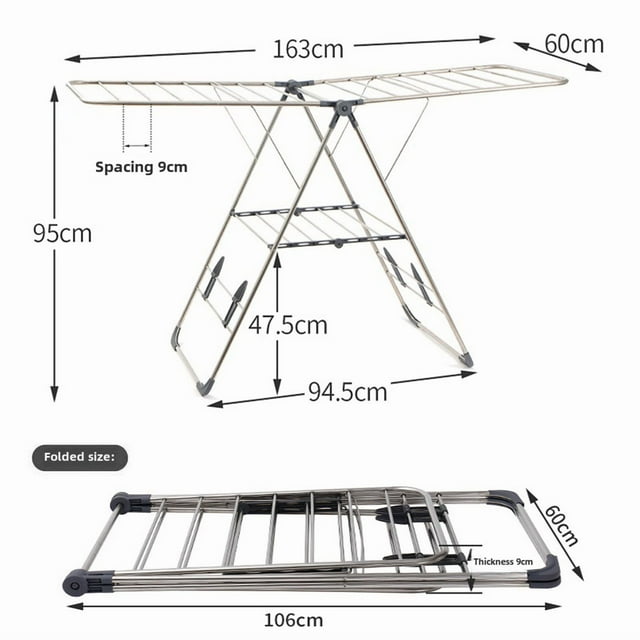 Étendoir à Linge Pliant Style Moderne Simple - Acier Inoxydable Résistant à la Rouille, Sans Installation, Design Gain de Place pour Maison et Balcon, Abordable 50-60 Yuans (TTG Gris, Modèle)