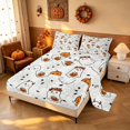 thumbnail image 2 of Homewish Funny Spooky Animal Bed Sheets for Girls, Happy Halloween Themed Full Size Sheets, Off White Orange Pink, 4-Piece (1 Flat Sheet, 1 Fitted Sheet and 2 Pillowcases), 2 of 5