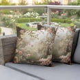 thumbnail image 4 of Spring Rose Pillow Covers 2 Pack Pastoral Romantic Plant Pillowcase Waterproof Outdoor Throw Pillow Cover for Patio Garden Square Cushion 18”x18”, 4 of 9