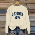 thumbnail image 5 of UJNDER Women's Fall Winter Hoodies Letter Print Round Neck Long Sleeve Casual Comfort Beige S, 5 of 7