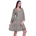 thumbnail image 3 of Moomaya Robe Courte Évasée Imprimée de Designer, Manches Longues, Tunique en Velours, Robes pour Femmes, 3 of 6