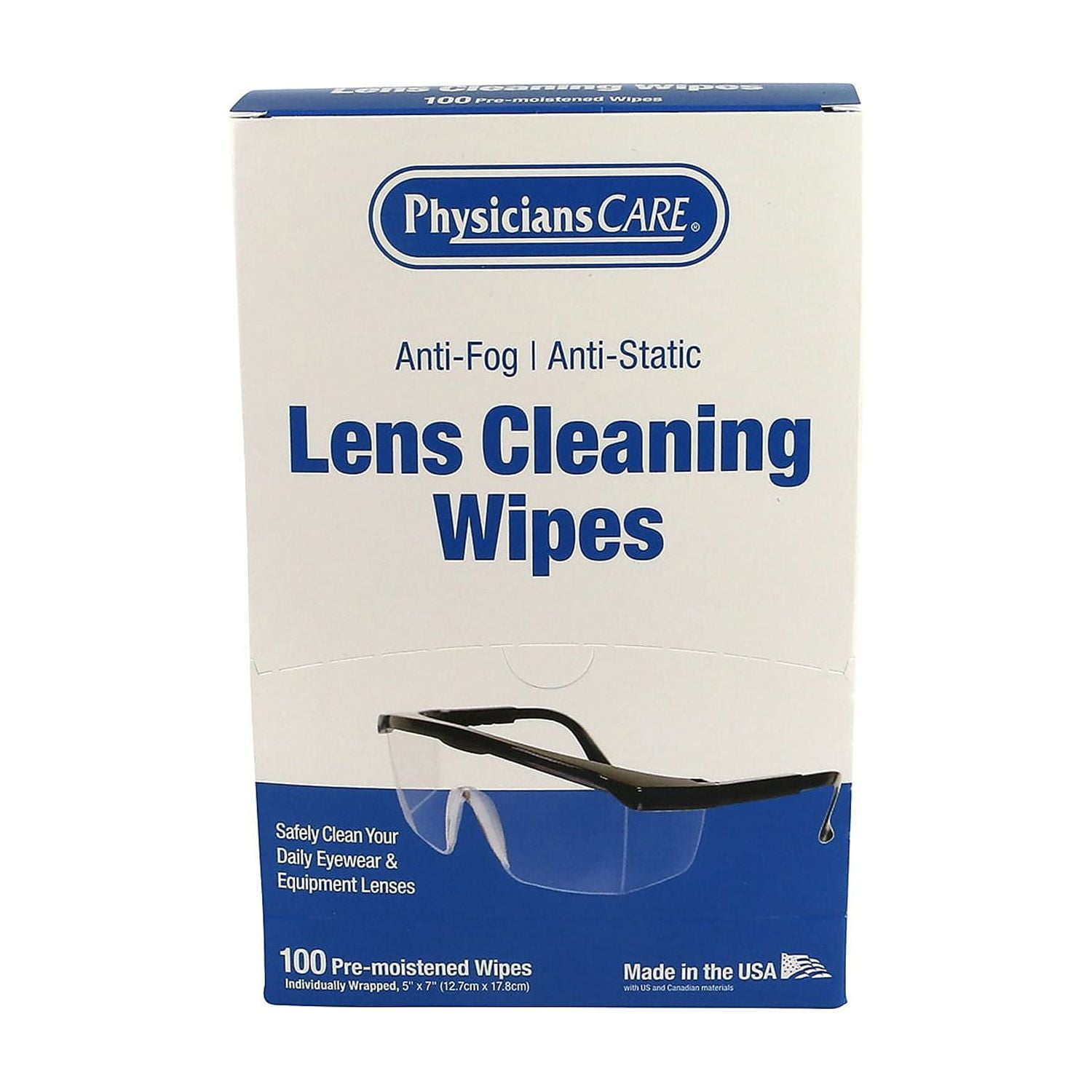 PhysiciansCare Lens Cleaning Wipe 5" x 7" 100/Box (91295)