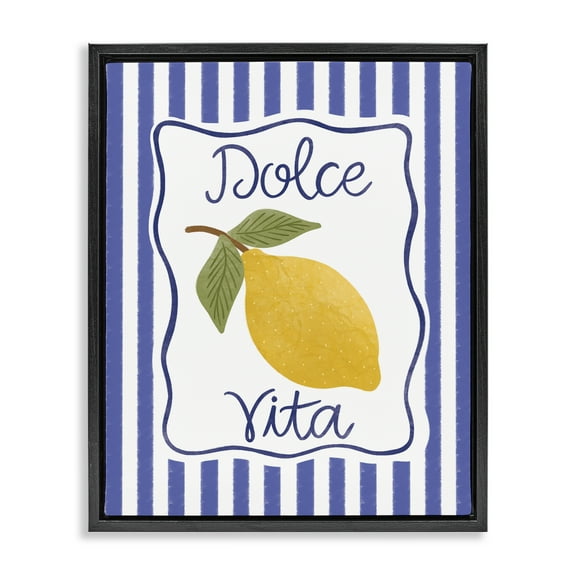 Stupell Industries Dolce Vita with Lemon Food & Beverage Painting Black Floater Framed Canvas Art Print Wall Art, 17 x 21