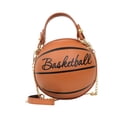 thumbnail image 3 of Bolso bandolera con forma de baloncesto, informal, con cremallera, de PU, para el trabajo y cosméticos. Marrón, 3 of 9