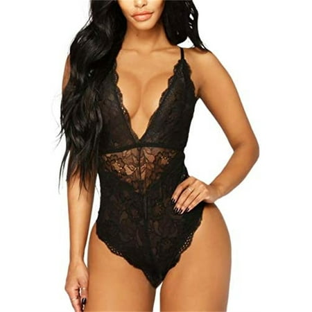 

V-Neck See Through Lingerie Floral Lace Babydoll Sexy Lingerie for Women One Piece Bodysuit