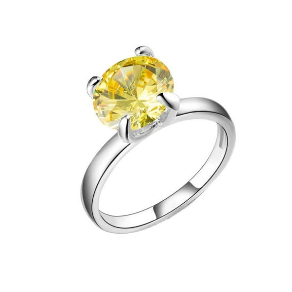 VOLALO Mens Titanium Ring Wedding Band 5 Karat Big Cubic Zirconia Engagement Wedding Ring Jewelry With White Gift Box