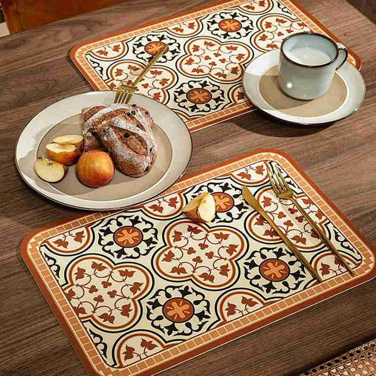 Placemats, Leather Placemats Set of 6, Heat Resistant Table Mats, Non-Slip  Stain Resistant Kitchen Table Place Mats, PU Dining Place Mats for Indoor 