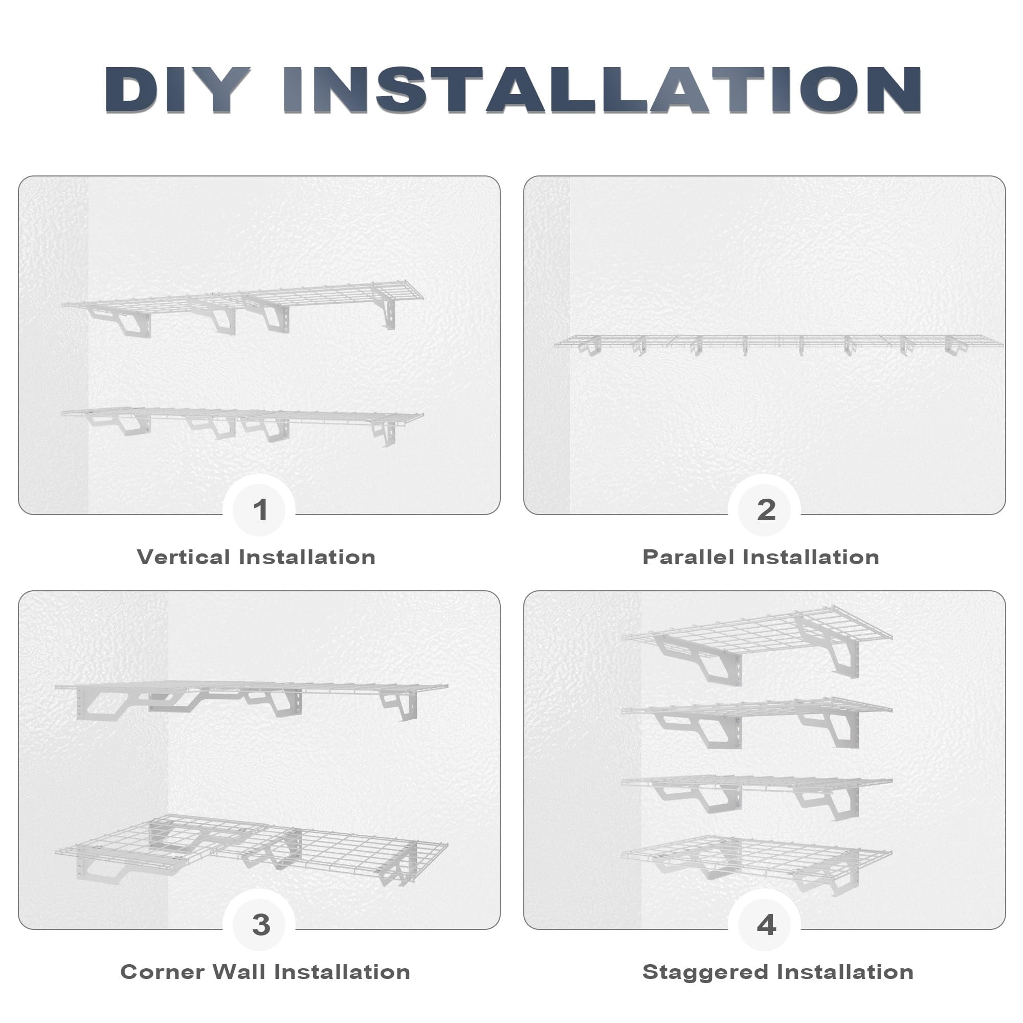 The Atlas 2-Pack 2x3 ft Garage Wall Shelves, 400lbs Heavy Duty Garage Shelving Wall Mounted, 24"x36" Metal Floating Shelf Storage Rack, White