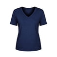 thumbnail image 4 of Hfnxid Short Sleeve Shirts for Womens Solid Color Basic Tops Summer Casual Tunic Tshirt Fashion Daily Tees Navy XXL, 4 of 6