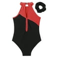 thumbnail image 4 of YONGHS Kids Girls Sleeveless Rhinestone Gymnastic Leotard Ballet Dance Bodysuit with Hair Band Set Red 6, 4 of 5
