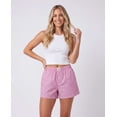 thumbnail image 3 of Real Essentials 3 Pack: Women's Woven Lounge Boxer Shorts Casual Sleep Comfy Elastic Waist Loose Fit PJ Bottoms with Pockets, 3 of 7