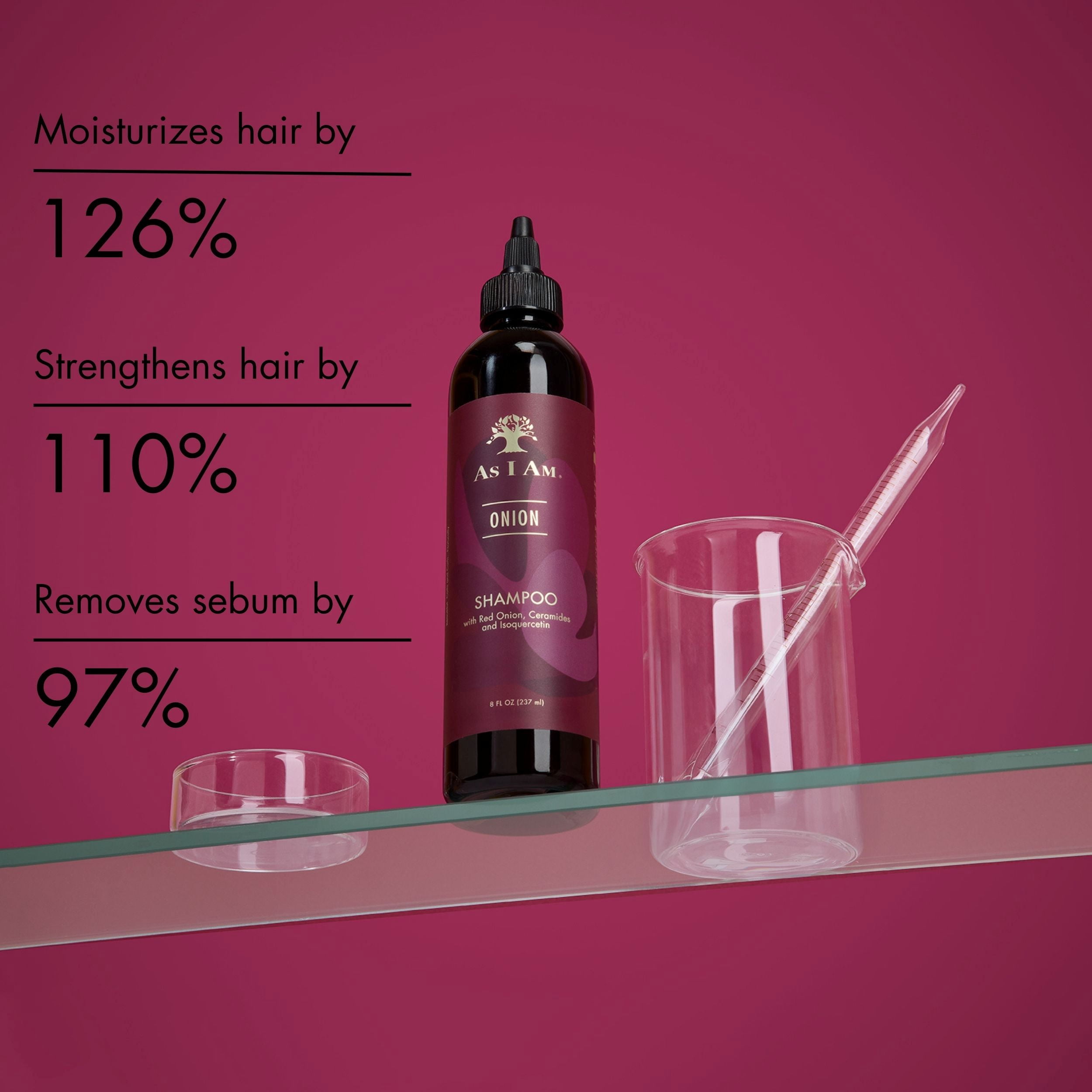 As I Am Onion Shampoo – Moisturizing & Strengthening for Breakage-Prone Hair – 8 fl oz (Red Onion, Ceramides & Isoquercetin)