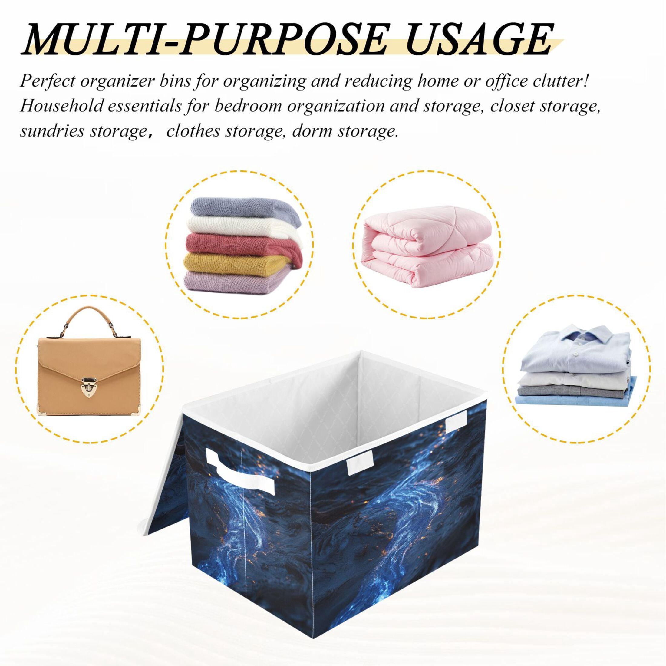 Storage Box With Lid 16.5x12.6x11.8In Foldable Stacked Household Storage Box Blue River Picture