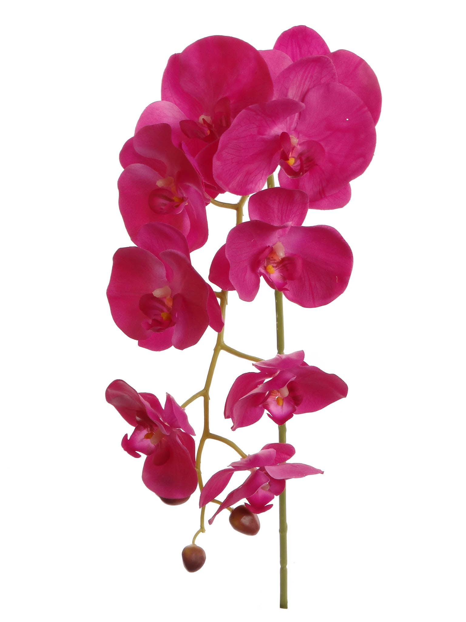 Set of 2 White Artificial Orchid Floral Bundles with Fuchsia Centers