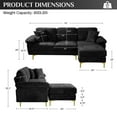 thumbnail image 3 of Wiilayok Velvet Modular Sectional Sofa,L Shaped Sectional Sofa Couch with Ottoman&Gold Legs,Comfy 3 Seater Sofa for Living Room Bedroom Apartment(Black, 91" L Shaped), 3 of 11
