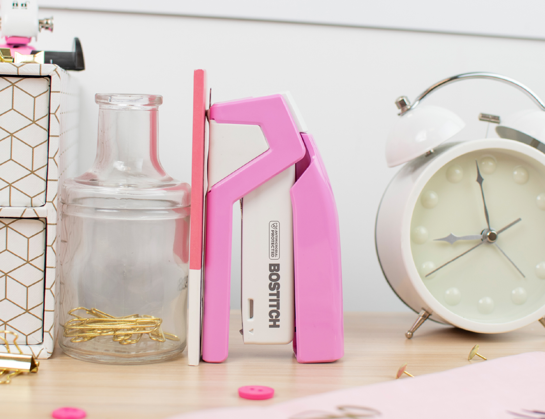 Bostitch InCourage Spring-Powered Compact Stapler, Pink photo 8
