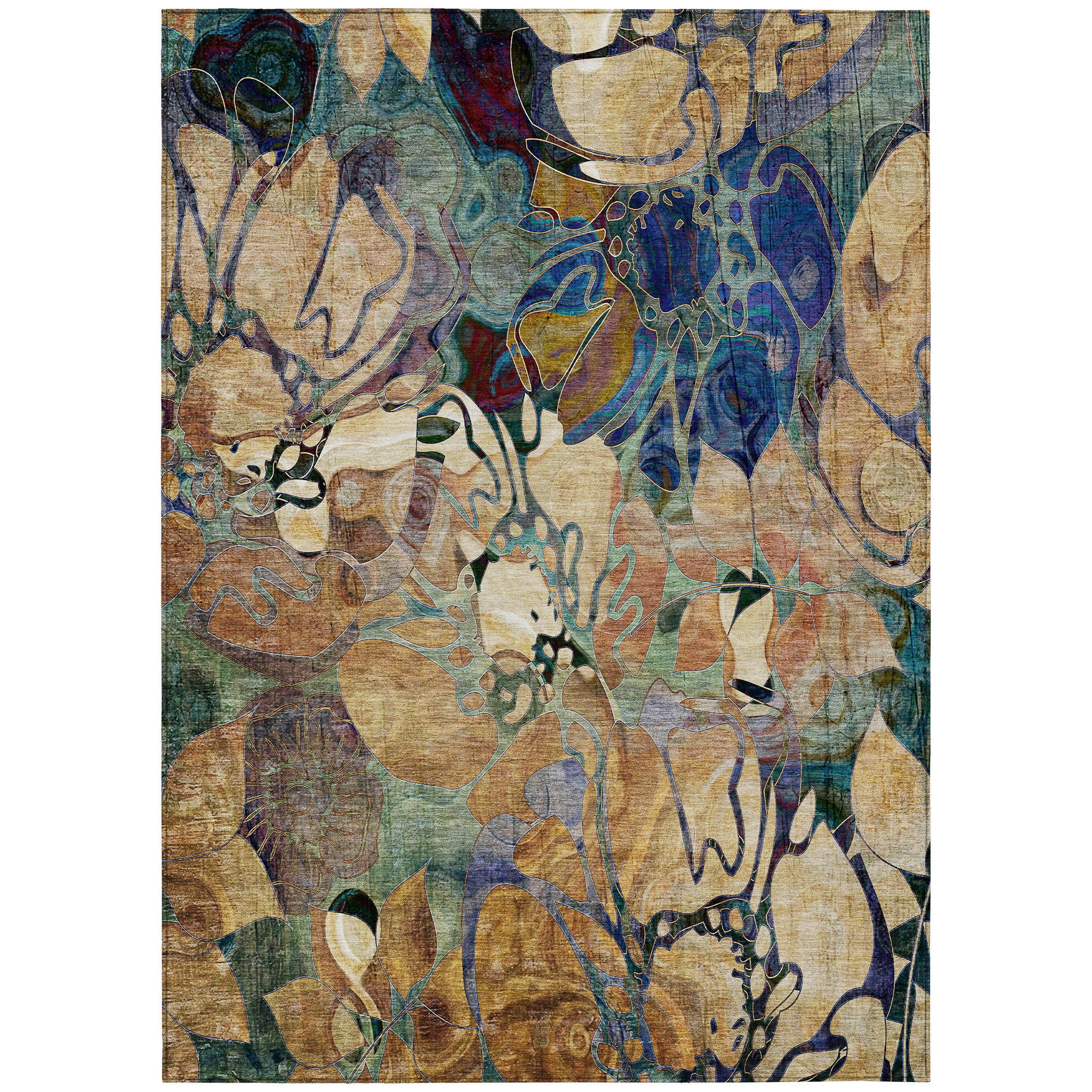 Addison Rugs Chantille Indoor/Outdoor Transitional Floral Beige Washable Rectangle Rug, 2'6" x 3'10"