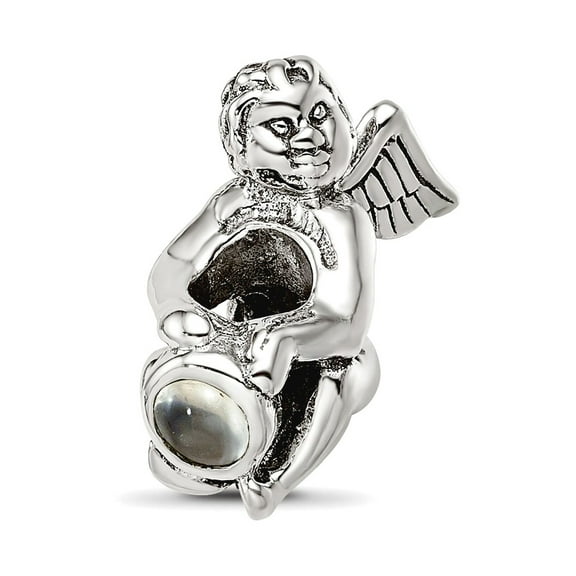 925 Sterling Silver Polished Oxidized Reflections June Cubic Zirconia Antiqued Bead Charm 16.36x12.73mm Wide Pendant Nec