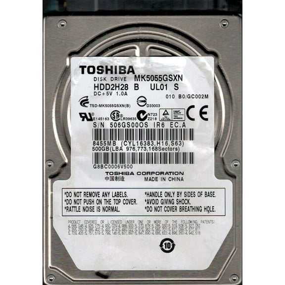 MK5055GSXN HDD2H28 B UL01 S Toshiba 500GB