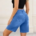 thumbnail image 5 of GERsome Women's Denim Shorts Knee Length High Rise Bermuda Jean Shorts with Pockets Blue Size 2XL, 5 of 9