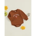 thumbnail image 3 of Suealasg Newborn Baby Boys Girls Thanksgiving Clothes 3 6 12 18 Months Infant Long Sleeve Letter Turkey Print Romper Bodysuits, 3 of 8