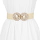 thumbnail image 5 of Cinturones elásticos anchos para mujeres INSPIRE CHIC, cinturones trenzados para vestido con hebilla de concha Beige, 5 of 5