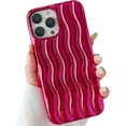 thumbnail image 1 of Compatible with iPhone 13 Pro Max Case, Electroplate Wave Phone Case Cute Water Ripple Pattern Curly Fashion Bling Glitter for iPhone 13 Pro Max Phone Case for Women 6.7 Inch - Pink, 1 of 8