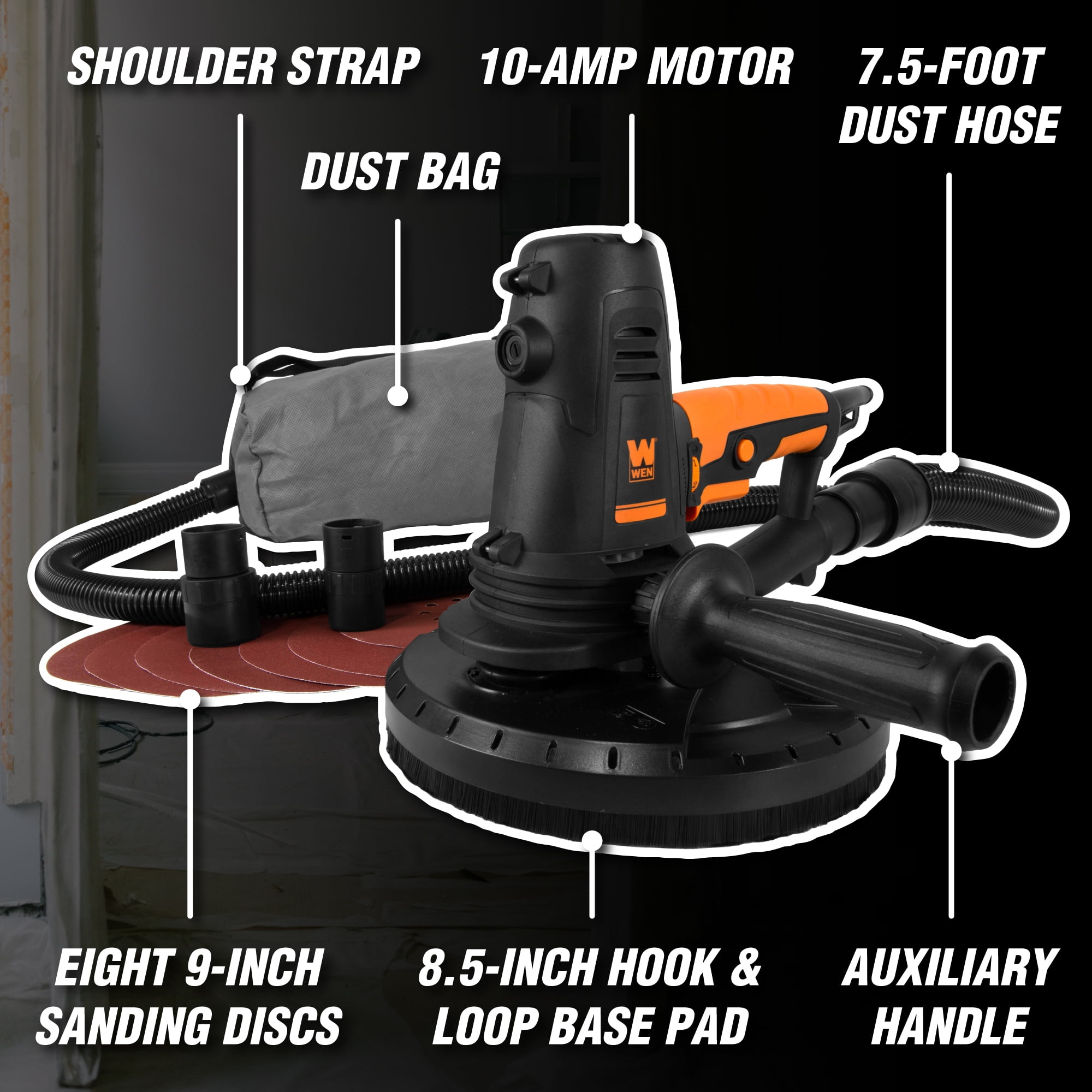 WEN 10-Amp Variable Speed Handheld Drywall Sander with Dust Hose
