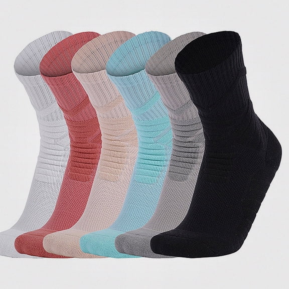 Babcutegg Mens Crew Athletic Socks Mid Calf Cotton Breathable Performance Outdoor Cycling Running Socks Black Size Free Size