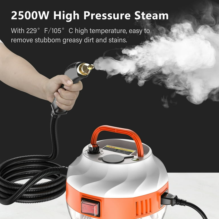 2500W Portable Handheld Steam Cleaner High Pressurized Steam Cleaning Machine with Brush Heads for Kitchen Furniture Bathroom Car, Size: 19, White