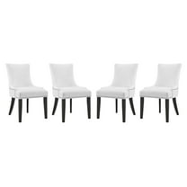 Modway Marquis 20.5" Solid Rubberwood and Vinyl Dining Chair in White (Set of 4)