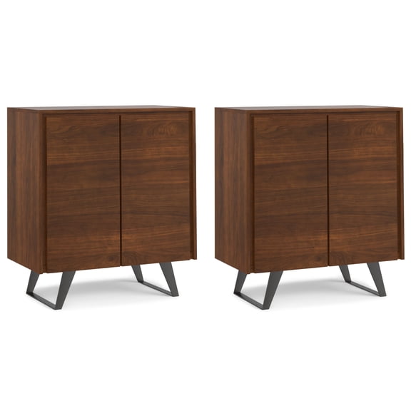 Simpli Home Lowry 39 inch Walnut Storage Cabinet (Set of 2)