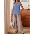 thumbnail image 5 of Linen Tank Tops for Women Summer Casual Loose V Neck Sleeveless Shirts Blouses Tunic Tops Sky Blue L, 5 of 9
