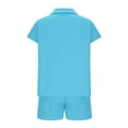 thumbnail image 4 of ZyeKqe Womens Lounge Sets 2 Piece Ribbed Knit Outfits Short Sleeve Shirts Drawstring Shorts with Pockets, 4 of 5