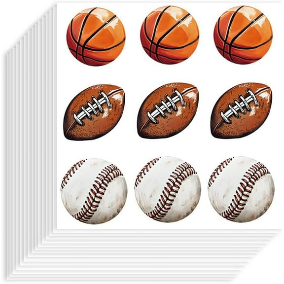 180pcs Sport Ball Stickers 3.54x3.54 inch Self-Adhesive Paper Decorative Stickers Waterproof Baseball Basketball Volleyball Sticker for Scrapbook Calendar Party Gift Bag Decor colorful