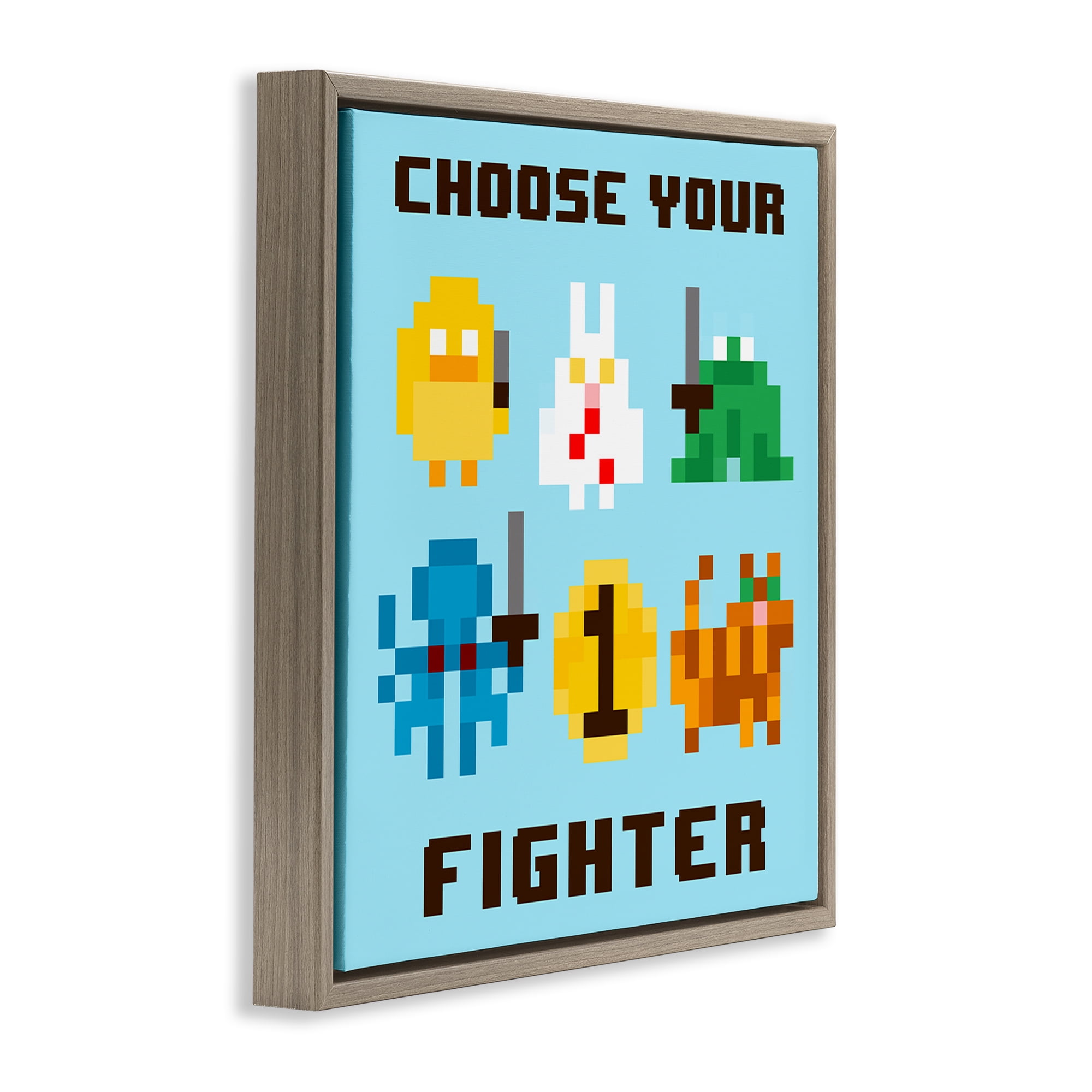 Stupell Industries Choose Your Fighter Entertainment Painting Brown Floater Framed Canvas Art Print Wall Art, 18 x 18