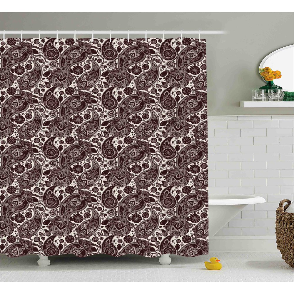 Indian Shower Curtain, Traditional Ethnic Folk Art Textured Cultural