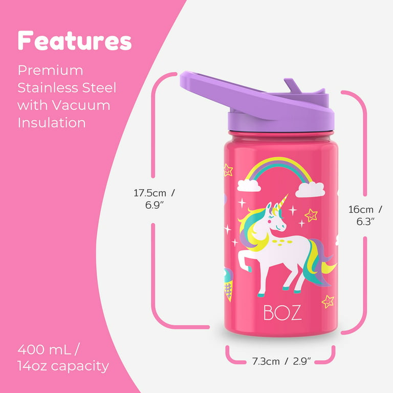 Beacon Stainless Steel Insulated Kids Water Bottle with Covered Spout - Unicorn, 14 Ounces