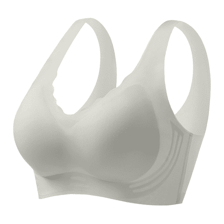 Fulorrnie Bras for Women Comfort Wirefree Support Push Up Seamless Bralette Standard Straps Soft Cup Bra Khaki 40