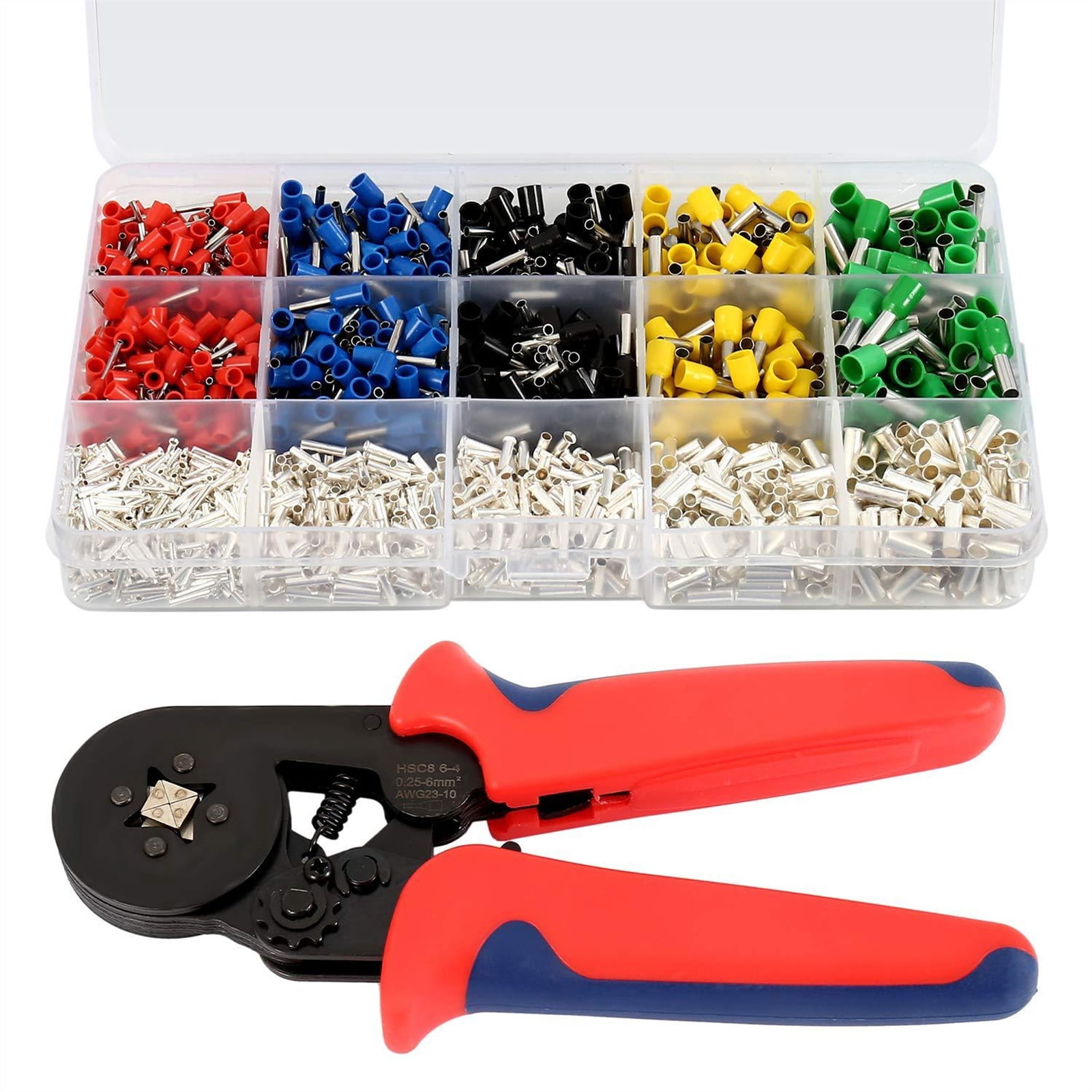1800PCS Ferrule Crimping Tool Kit Wire Terminal HSC8 6-4A Crimping Plier Tube Terminal Crimper Mini Crimping Tool Wire Stripper ,Durability That Lasts