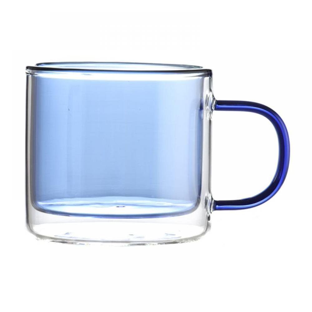 Multicolors Glass Coffee Mug with Handle, Double Wall Glass Coffee