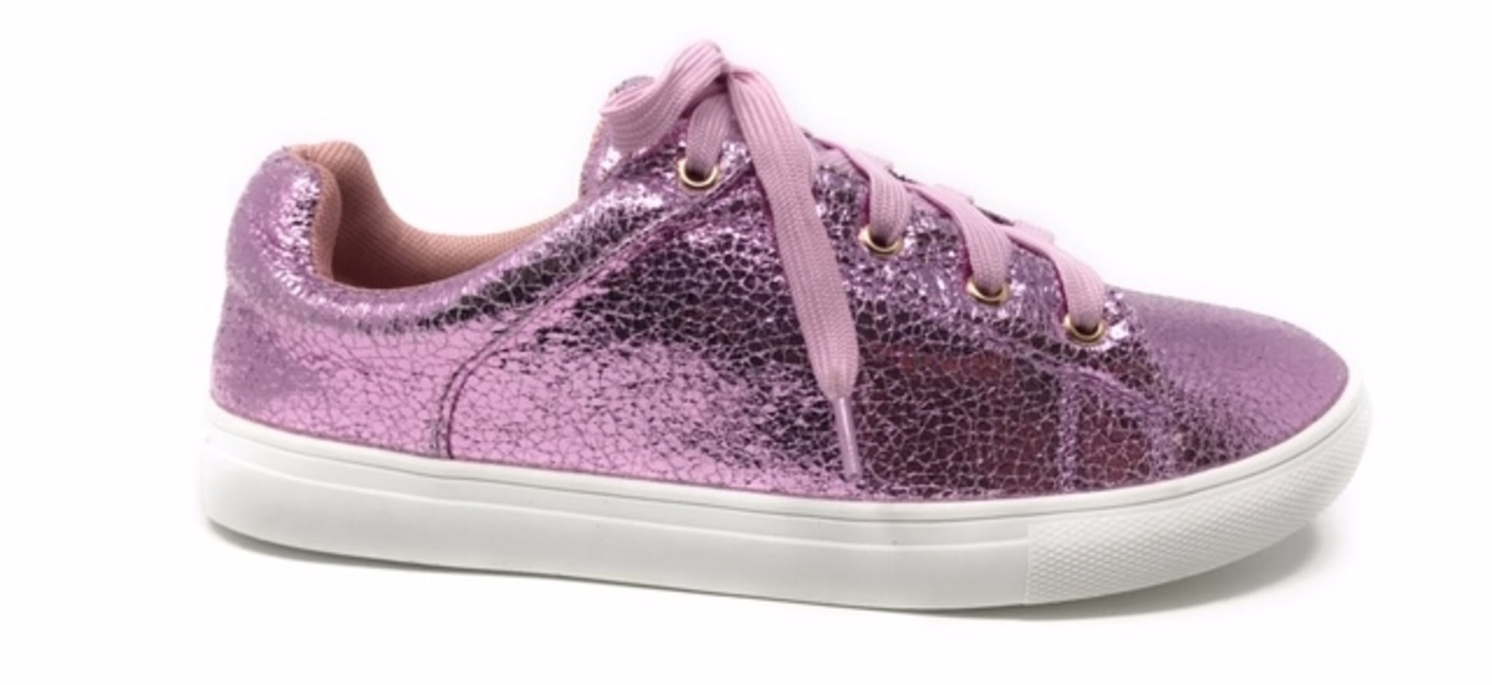 Forever Young Women's Metallic Textured Lace up Sneakers