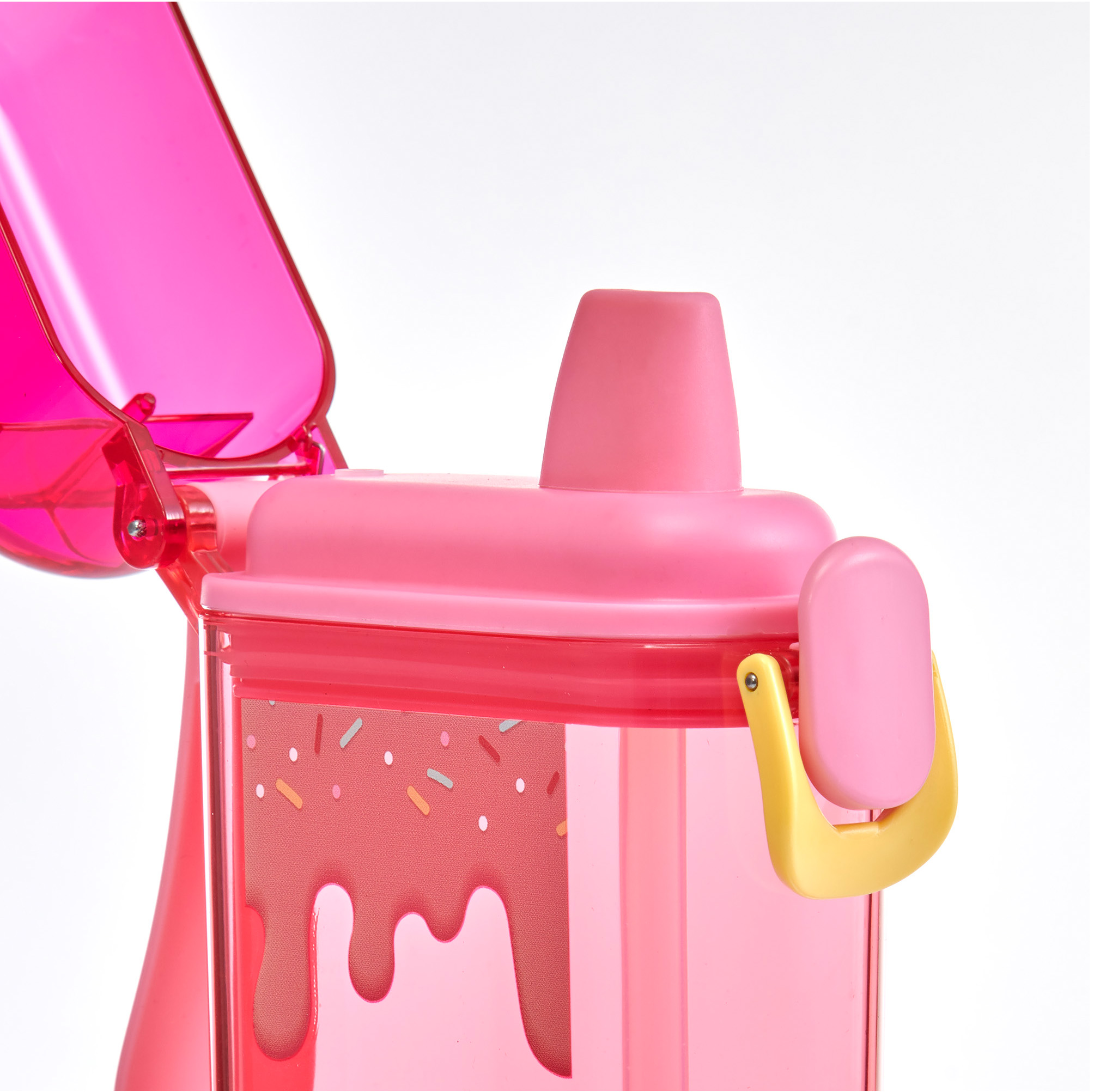 Mainstays 14oz Plastic Water Bottle with Flip Top Lid and Sipper Straw, Pink Ice Cream Cone