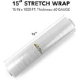 thumbnail image 3 of 15 Inch Stretch Wrap - Industrial Clear Plastic Stretch Wrap Film for Pallet Wrap, Moving Supplies Stretch Wrap - 1000 Feet, 60 Gauge, 2 Pack Refills, 3 of 6