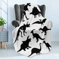 thumbnail image 4 of Dinosaur Soft Flannel Fleece Throw Blanket, Prehistoric Skeleton Bone Black Silhouettes of Different Wild Dinosaurs, Cozy Plush for Indoor and Outdoor Use, 70" x 90", Black White, by Ambesonne, 4 of 5