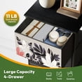 thumbnail image 5 of 4 Drawer Vertical Storage Dresser Abstract drawn drawn folk flower groovy set posters trendy retro with Wood Top Fabric Pull Drawers, 5 of 8