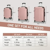 Zimtown Hardside Lightweight Spinner Rose Gold 3 Piece Luggage Set with ...